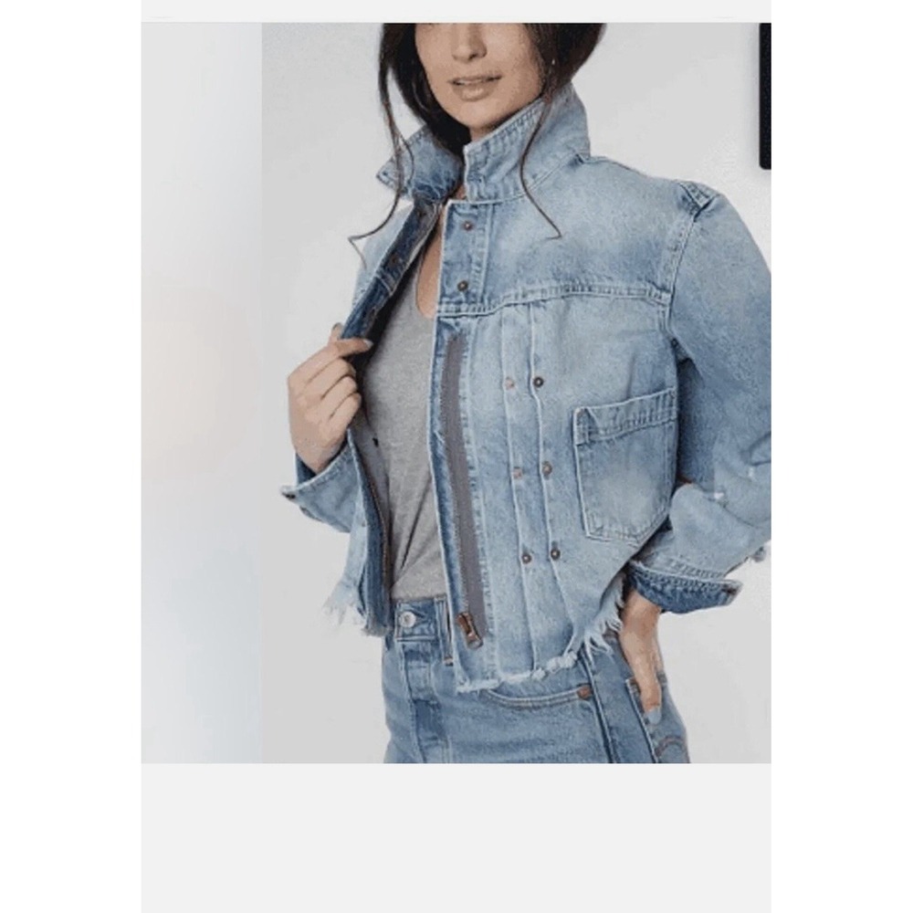 Free People Women's Dillon Denim Jacket‎ Jasmine Wash Blue Size Small - Picture 5 of 16